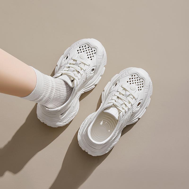 Augustine sports dad sandals women's 2025 new spring and summer hole white shoes soft-soled wading beach shoes