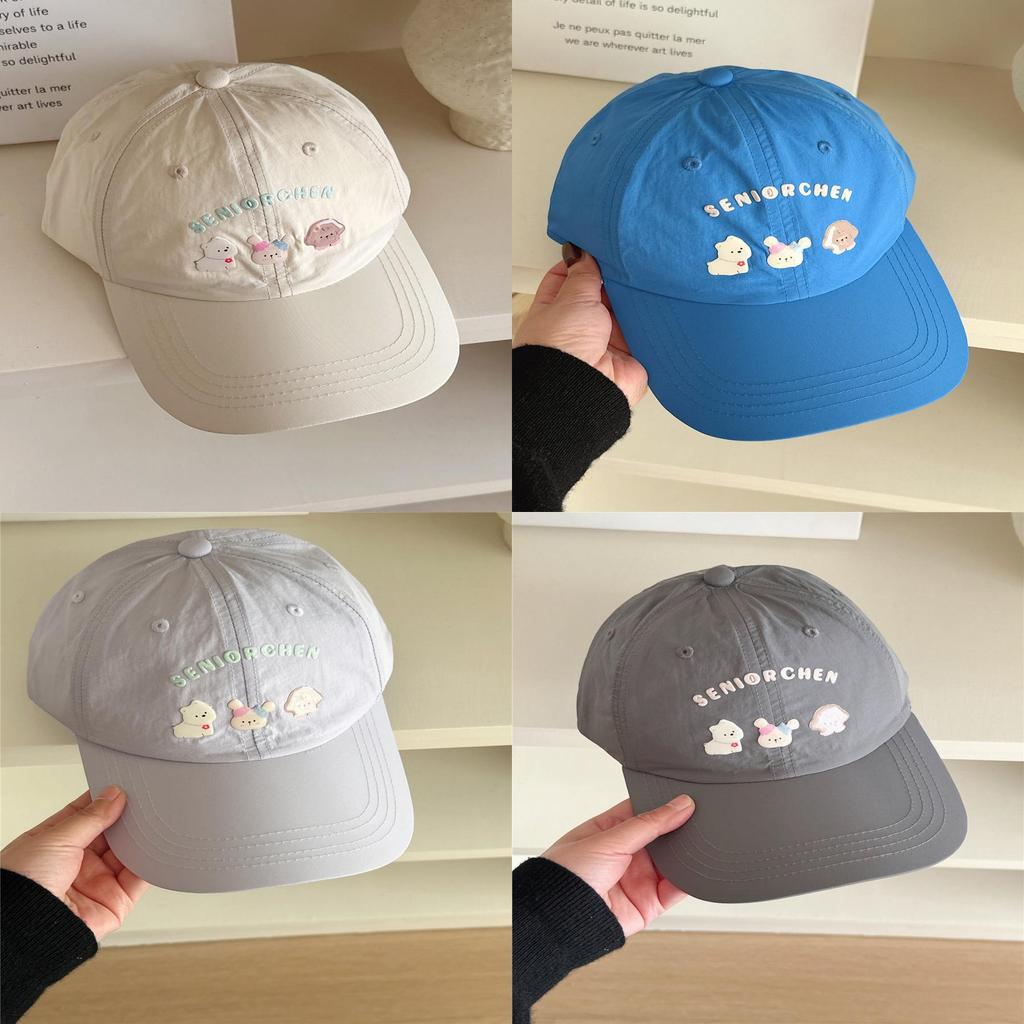 Japanese Cute Animal Cap With Embroidered Letters For Sun Protection And Casual Wear