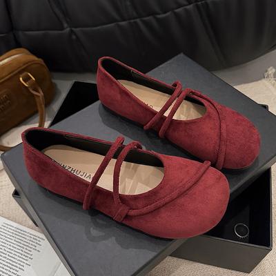 Designgevoel herfst nieuw dunne riem ronde neus platte zool veelzijdige enkele schoenen geen vermoeide voeten zachte zool ondiepe mond platte hak schoenen