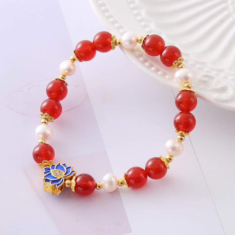 Light Luxury Agate Pearl Bracelet Fashion Women Daily Jewelry Lucky Gift