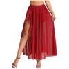 Gonna Chiffon Danza del Ventre da Donna Vita Elastica Volant a Cascata Spacco Laterale Costume da Ballo Svasato