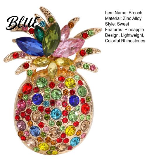 Tropical Fruit Pin Women Brooch Dazzling Rhinestones Inlaid 3D Pineapple