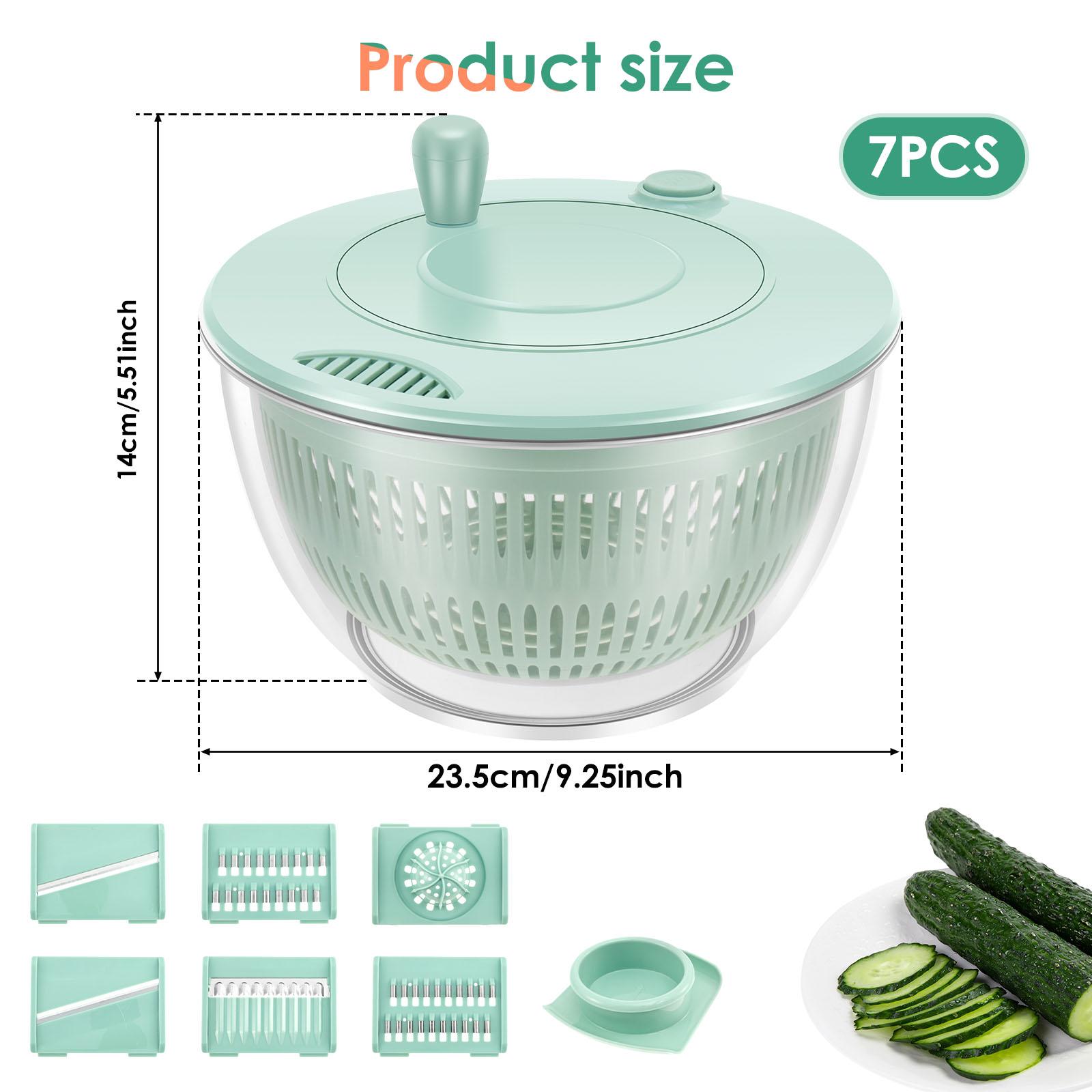 

Овощная центрифуга для салата Листья салата Овощной дегидратор Многофункциональная овощемойка Миска Сушилка для салата Овощной миксер зелёный