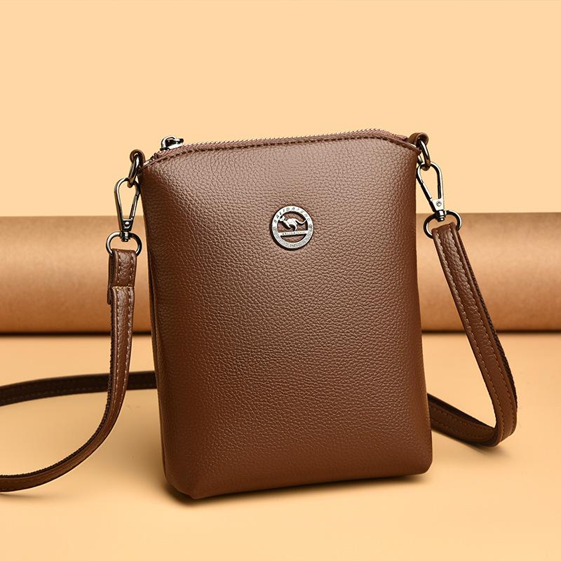 Weiche Leder geprägte Einzelschultertasche, Umhängetasche für Frauen mittleren Alters