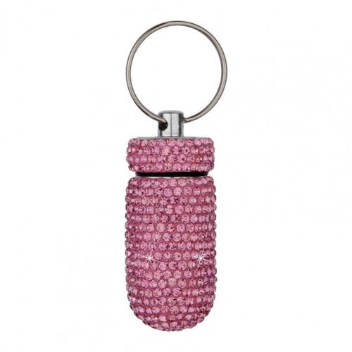 Medicine Organizer Bottle Pill Box Tablet Holder Sparkling Fine Workmanship Full Rhinestone Aluminum Alloy Vial for Hiking