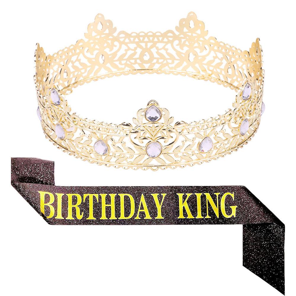 Heren Ronde Kroon Verjaardag Koning Sjerp Verjaardagsfeest Decoratie Metalen Hoofddeksel
