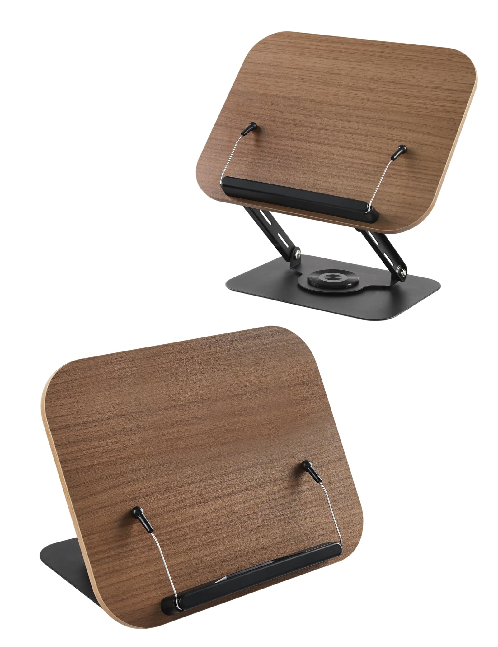 Tabletop Book Adjustable for and Suitable for Sheet and Wood Grain Stand, 360° Rotating, Foldable, Angle/Height, Studying, Learning, Drawing, Reading. коричневый