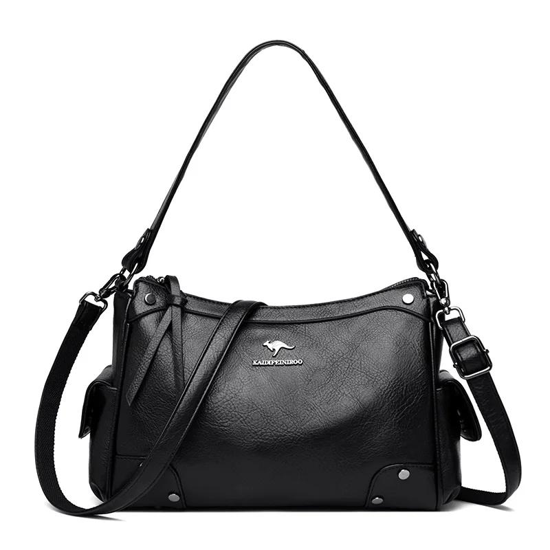 High Quality Soft Genuine Leather Messenger Bag Women Cow Leather Handbag Luxury Satchel Female Shoulder Crossbody Sac Lady Tote