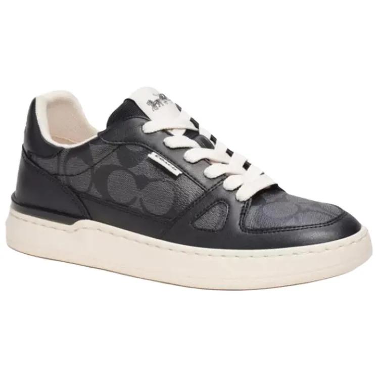 COACH Leather Abrasion Resistant Low top Skateboard Shoes Women's Black (Unisex) Skate Shoes CM691 FBK