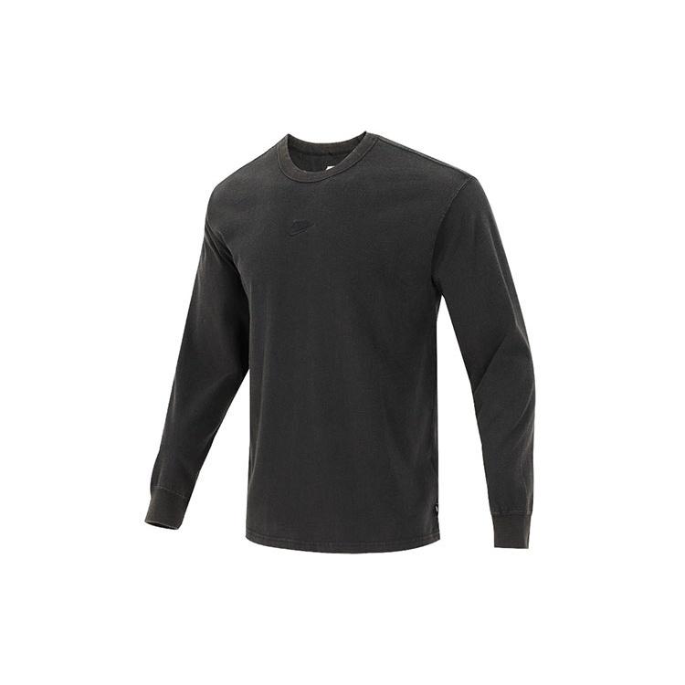 Men s Nike Solid Color Small Logo Round Neck Long Sleeves Black T-Shirt DJ1583-010 XL