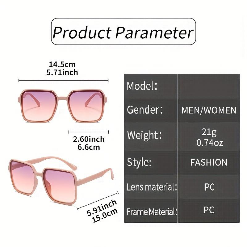 Extra Large Fashionable Fashion Sunglasses for Women with Square Plastic Decorative Glasses for Daily Use and Outdoor Travel