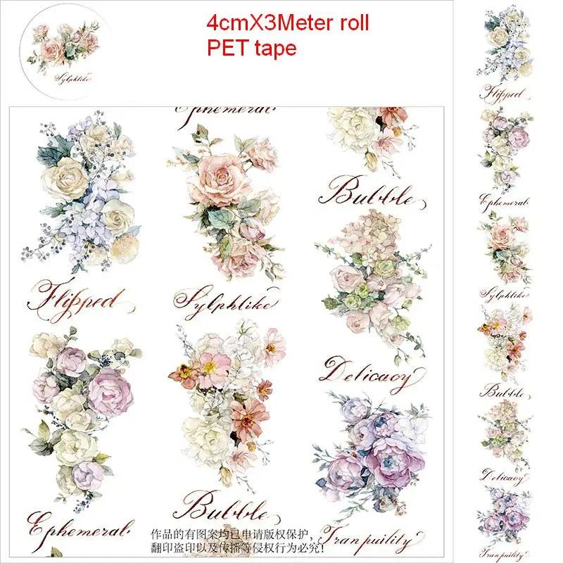Rose Floral Washi Tape Scrapbook Sticker Flower Masking Tape Material Escolar Washitape Papelaria School Supplies