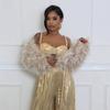 Damen Offene Faux Fur Cropped Jacke Locker Langarm Einfarbig Flauschiger Kurzer Mantel Streetwear