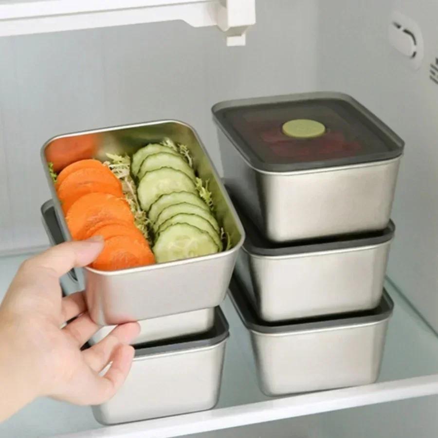Stainless Steel Sealed Lid Bento Box, Fruit Tray, Food Preparation Tray, Refrigerator Refrigerated Preservation Box, Lunch Box