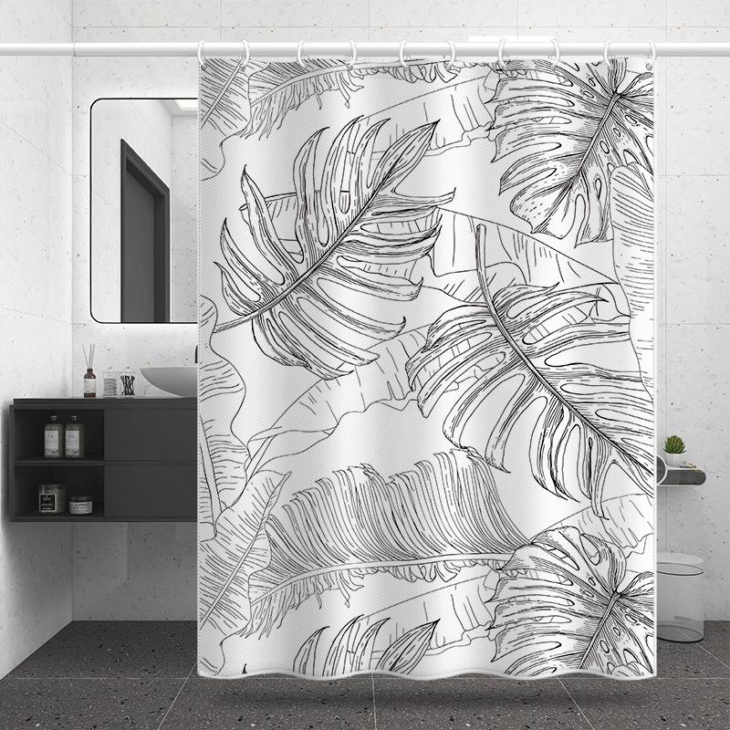 Bathroom Thickened Waterproof Curtain Mildew Proof Shower Curtain Shower Partition Curtain Shower Curtain Bathroom Curtain Free Perforation