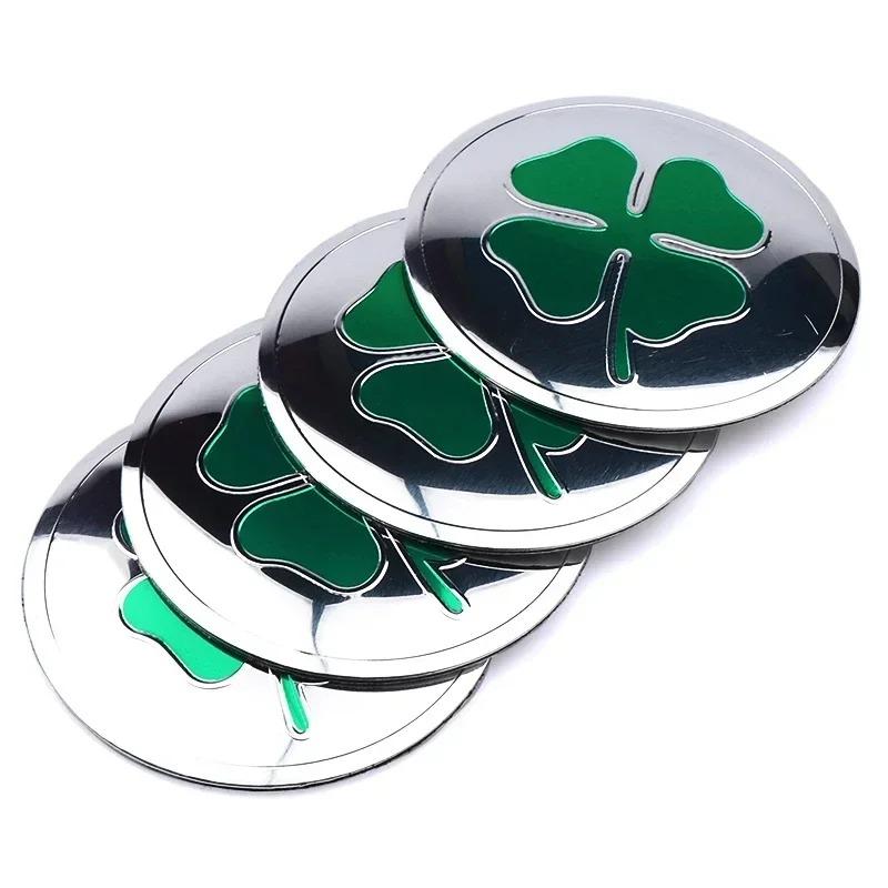AAKM8 4PCS Universal 56MM Four Leaf Clover Car Wheel Center Hub Caps Emblem For BMW Honda NISSAN SUBARU KIA VW