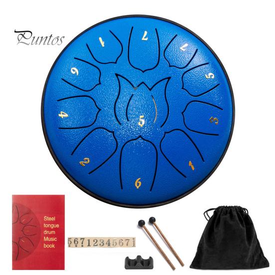 Steel Tongue Drum Set Ethereal Drum with Bag Sticks Music Book Drum Holder Sound Healing Hand Drum for Meditation Yoga Chakra Music Therapy