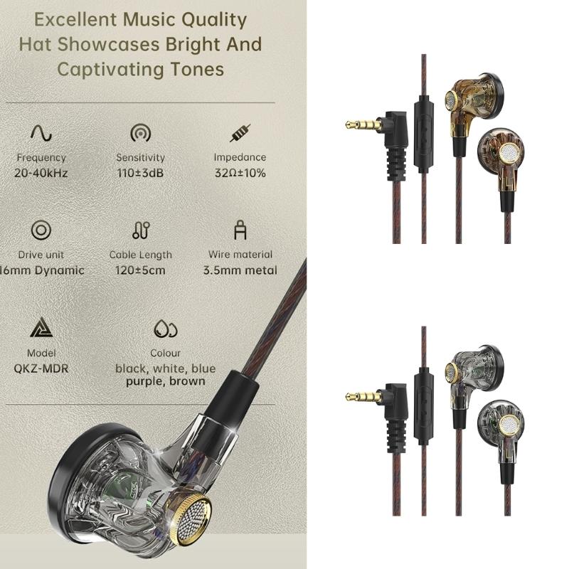 QKZ DM1 Earbuds Wired Earphones with Noise Cancellation and Built in Microphone for Gaming and Music