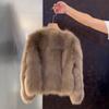Women's Short Faux Fox Fur Coat Toggle Button Warm Winter Jacket Casual Outerwear