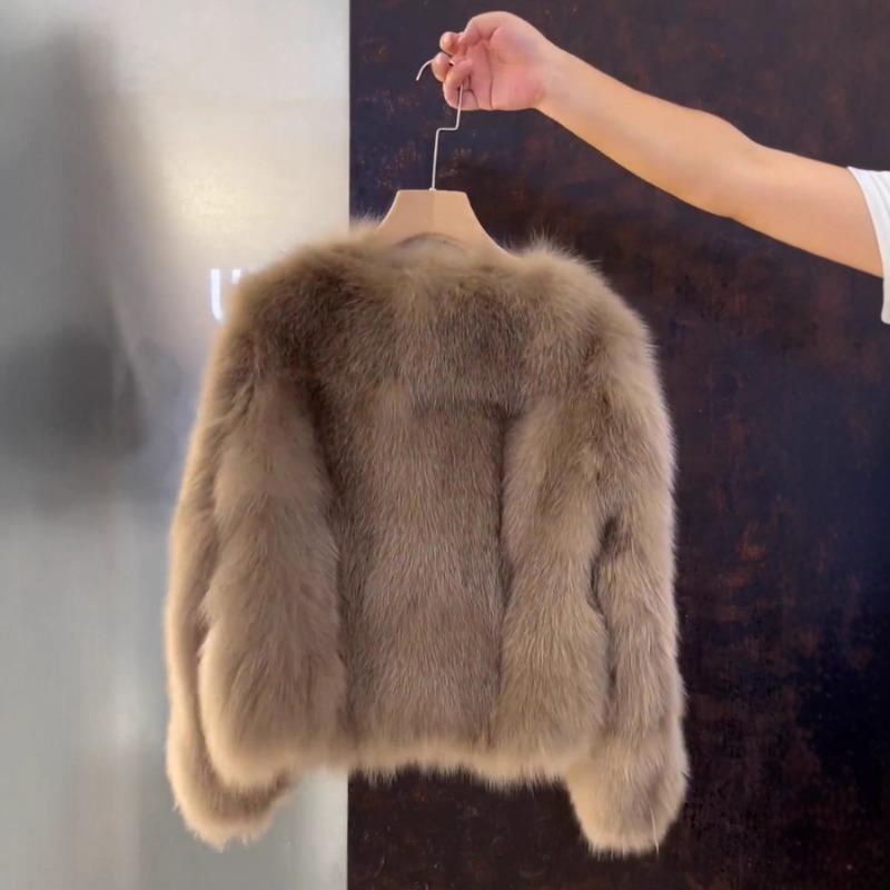 Women's Short Faux Fox Fur Coat Toggle Button Warm Winter Jacket Casual Outerwear