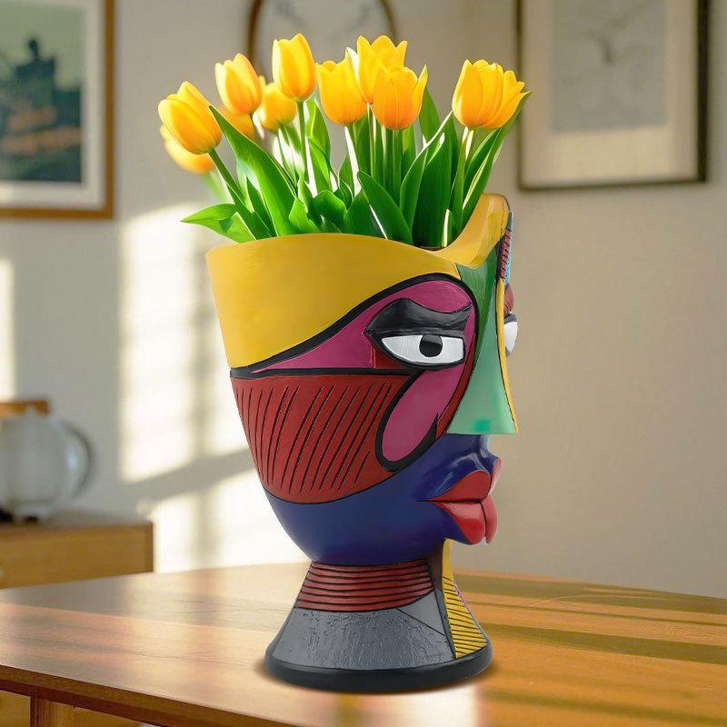 Colorful Abstract Face Flower Pot Creative Home Desktop Planter Decor Hot Sale