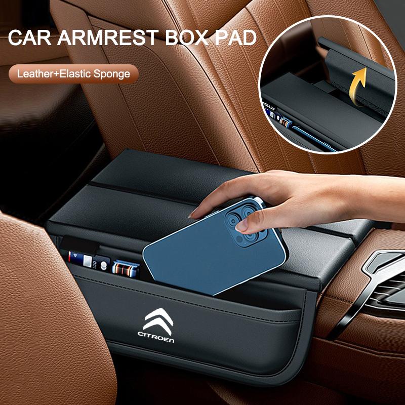 Leather Car Armrest Box Pad With Storage Bag Protection Mat For Citroen C5X C6 DS C3-XR C4L C4 C3 C1 C5 VTS C-ELYSEE Accessories ajy256