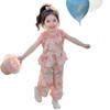 Infant Girls Flower Pattern Sleeveless Thin Vest High Waist Wide Leg Pants Two Piece Clothing Outfit Set Summer Casual Daily Wear