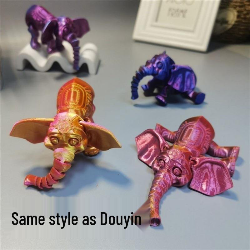 3D Printed Baby Elephant Figurine - Micro Landscape Ornament & Gift Model