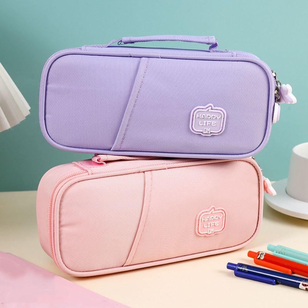 Canvas Pencil Cases Large Capacity Stationery Storage Pouch Students Pen Bag School Supplies