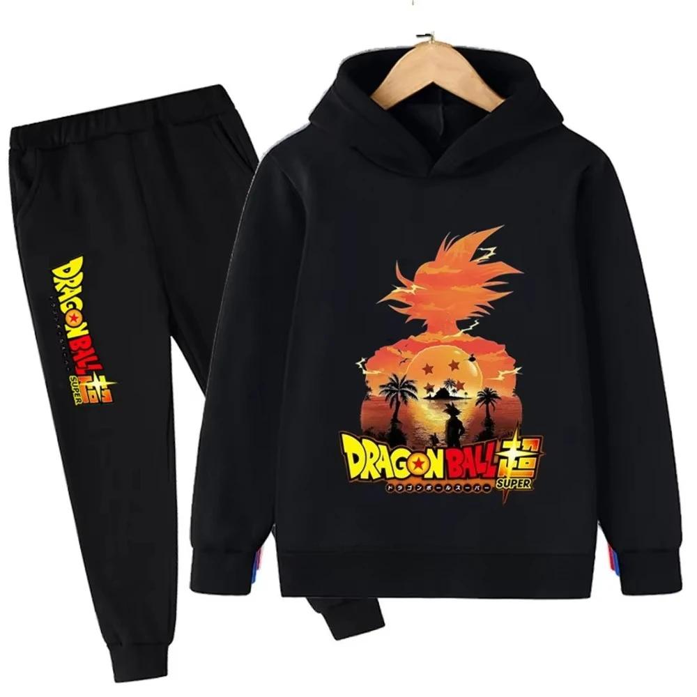 Jesień i Zima Nowy Anime Dragon Ball Wukong Komplet Bluz z Kapturem dla Chłopców Dziecięce Bluzy z Kapturem dla Dziewczynek Koszulki Sportowe dla Dzieci 3-12 lat