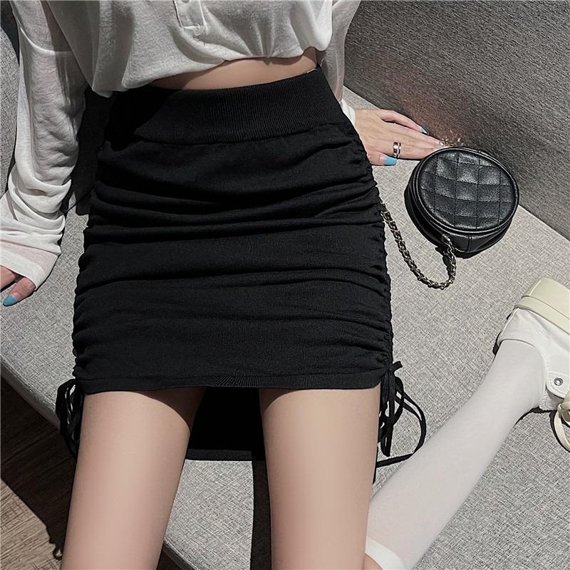 Fashion High Waist Drawstring Sexy Short Skirt Women Solid Slim Fit Casual Hip Wrap Skirt Loose A Line Elegant Vintage Office Ladies Skirts 25660