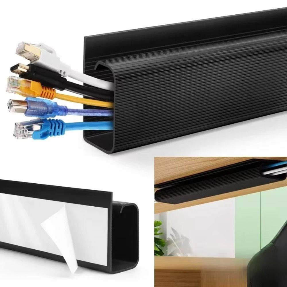 Self-Adhesive Cable Organizer PVC Under-table Cable Duct for Home Office Wire Organizer