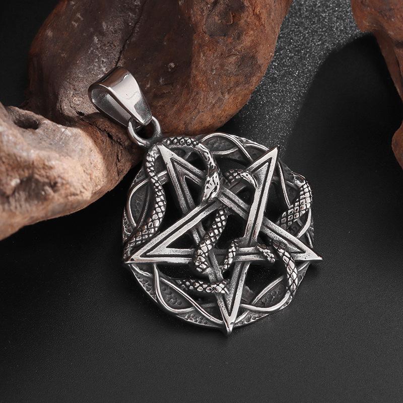 Coiled Snake Five-pointed Star Hip-hop Versatile Men's and Women's Jewelry Pendant Necklace