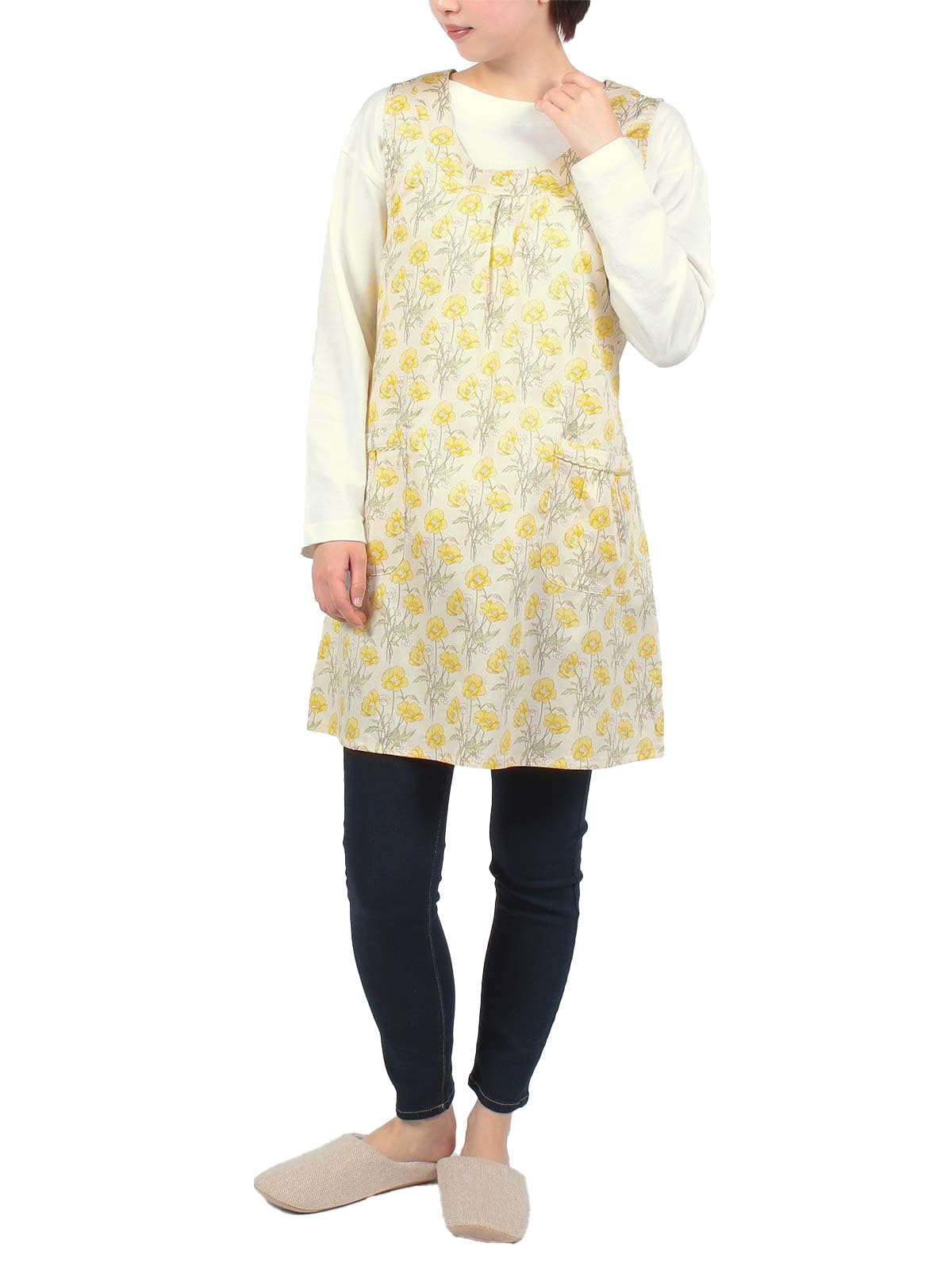 

LICIE LIBERTY Print Poiret Apron Cotton 40 Satin 70553015 Beige Free Size [NAIGAI] Water-repellent Tie-back 100% Women s 21.