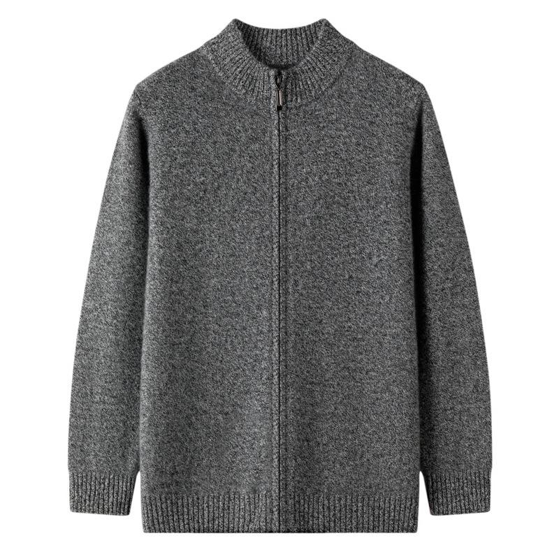 2024 Men's Cashmere Zipper Cardigan: Autumn/Winter Business Casual Stand Collar Sweater