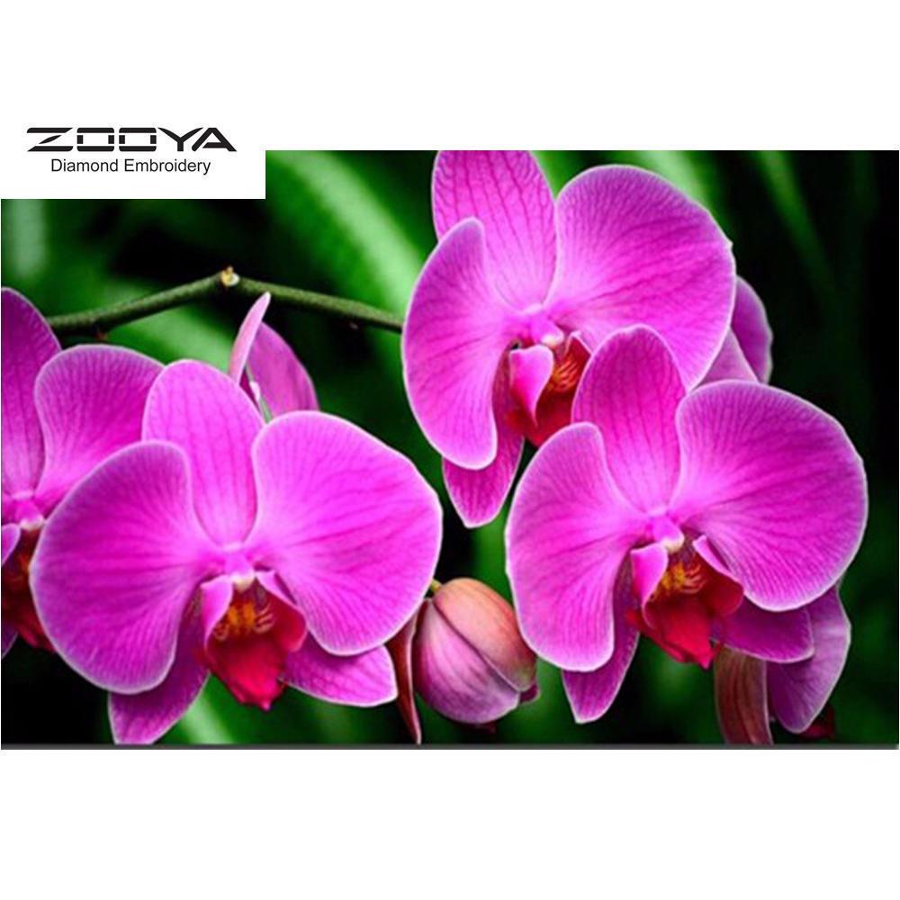 

ZOOYA 3D Алмазная вышивка Картина Вышивка крестом Круглый горный хрусталь Картина Цветы