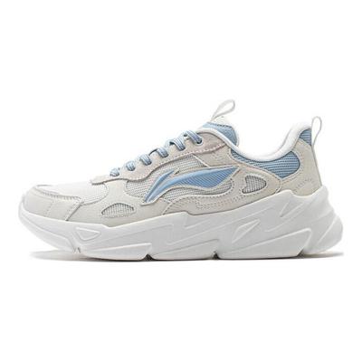 Li Ning Firefly Resistente à Abrasão Antiderrapante Cano Baixo Calçados Casuais Feminino Branco Azul AGCT388-3