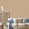 Brown Checkered Wallpaper Cream and Orange for Living Room and Bedroom 50x1000