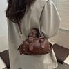 Y2K Vintage Underarm Bag Pu Leather Motorcycle Bag Portable Locomotive Pack  Streetwear