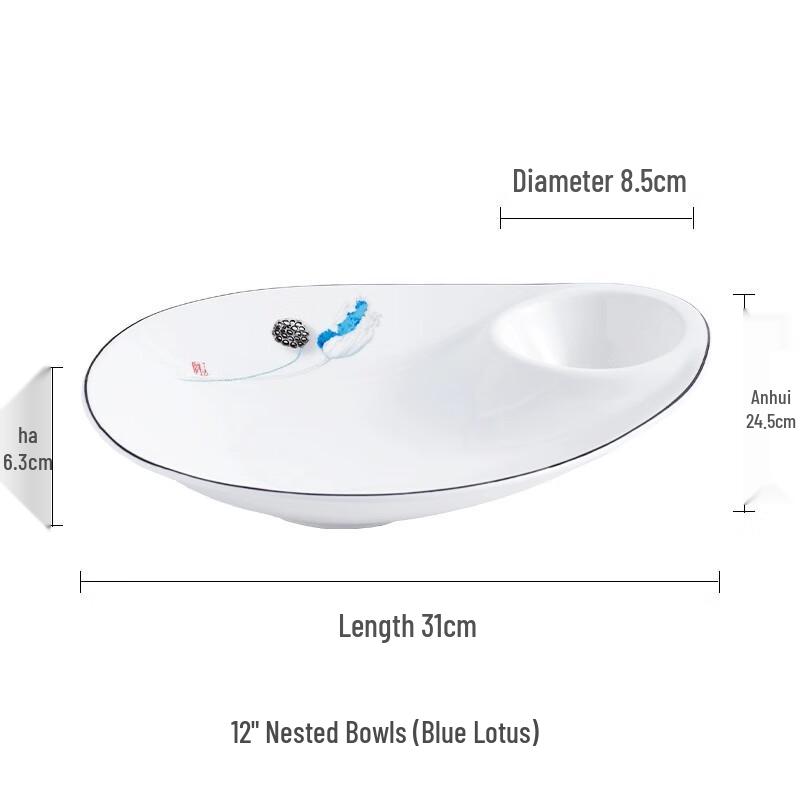 Nordic Ceramic Dumpling Plate with Dipping Sauce Compartment