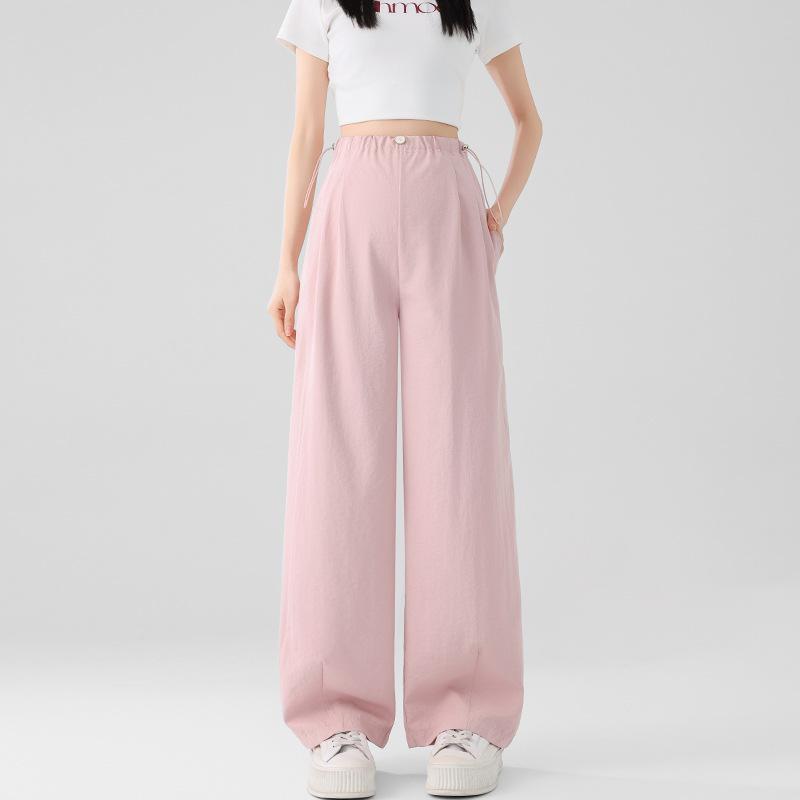 Summer Maternity Wide-Leg Straight Pants for Petite Women (150cm) M