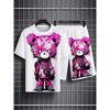 Summer Cartoon Toy Bear Print Fashionable Loose Sportswear Men's Daily Comfortable Two-piece Sport Wear