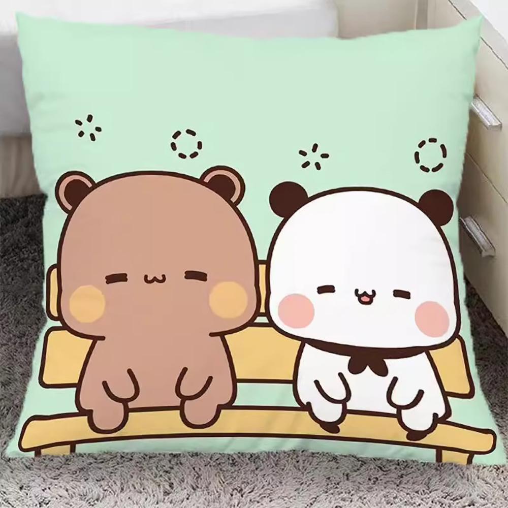 

Cute Cartoon Bear and Panda Pattern Pillowcases for a Cozy Home Sofa cushion cover, room home decorationortable 16x16Inch