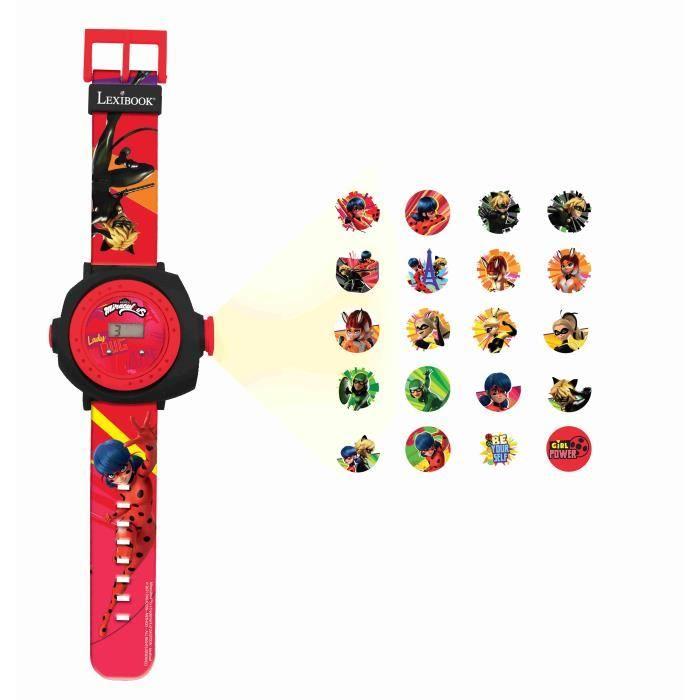 Digitale horloge voor kinderen - lexibook - miraculous - projectie van 20 afbeeldingen - verstelbare band - rood