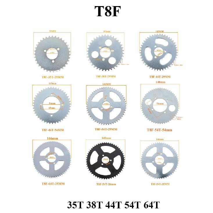 T8F Chain Rear Sprocket 35 44 54 64 74 Tooth 35T 44T 54T 64T 74T Mini Moto ATV Quad Dirt Pit Pocket Bike Cross 47cc 49cc Parts