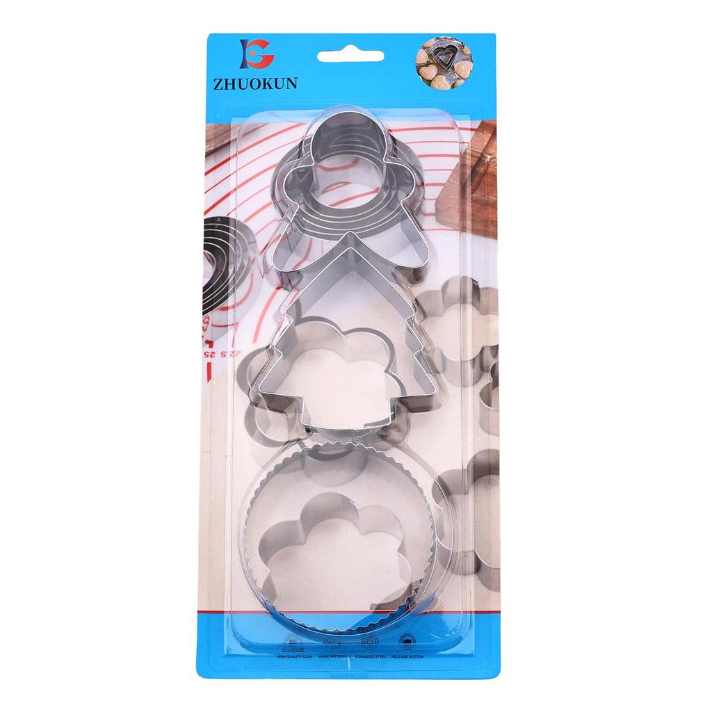 Stainless Steel Cookie & Fruit Cutter Set - Pentagram, Four-Pointed Star, Heart, Square, Rectangle Shapes