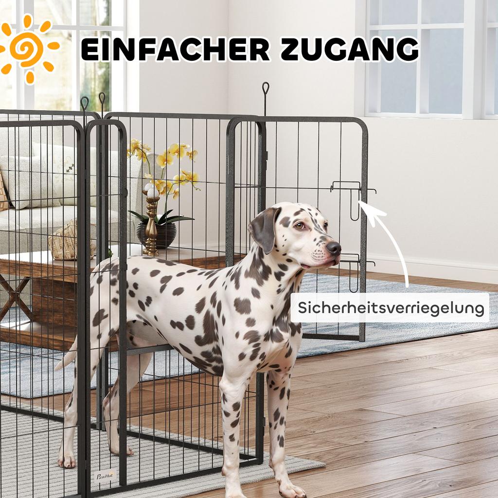 12-Panel Solid Dog Playpen with Doors, for Large Dogs, 100cm Tall, Black