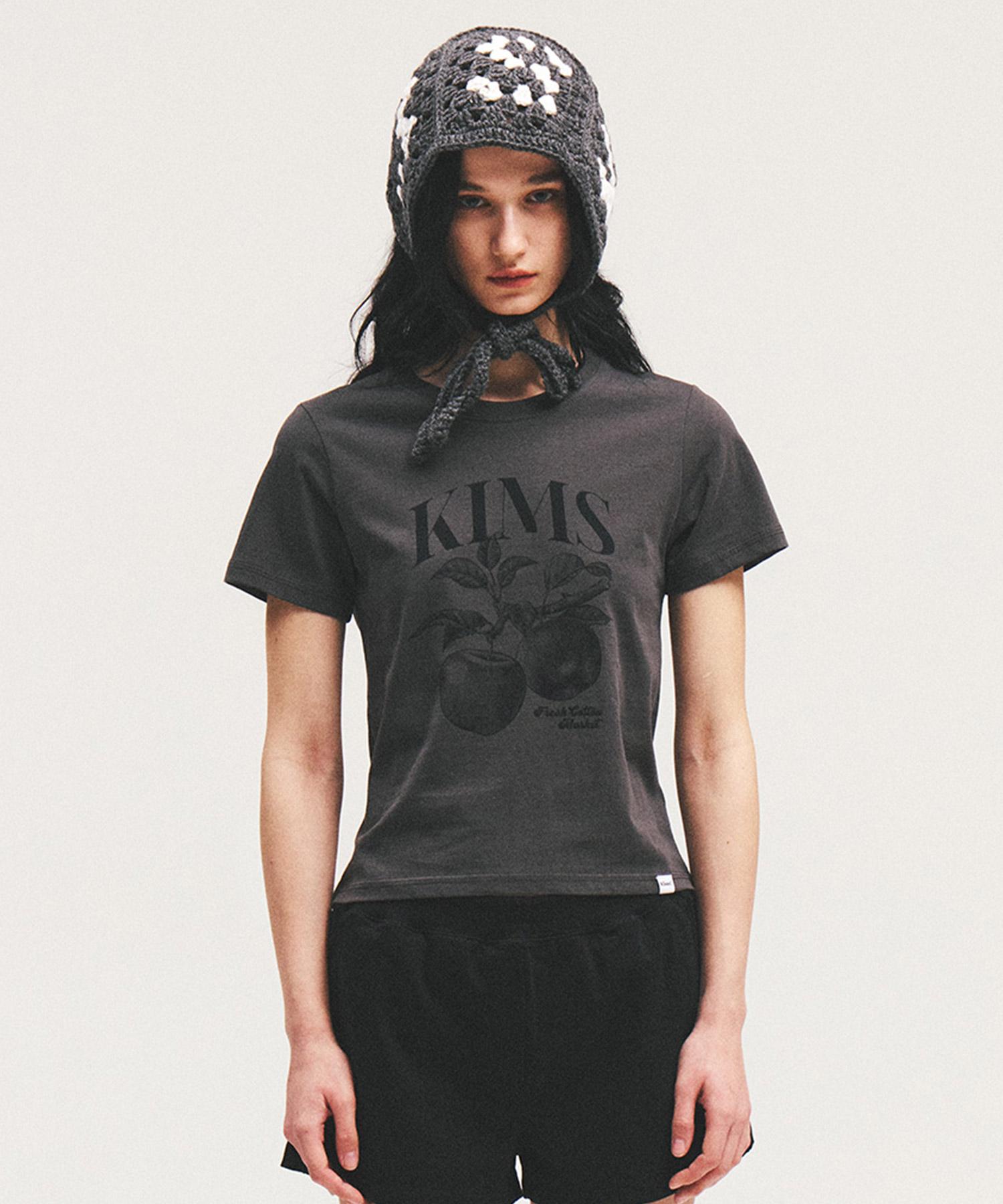 Kimseupeulesikoteunmakes (Unisex) Apple Sketch Tee Charcoal Charcoal/M (Male)