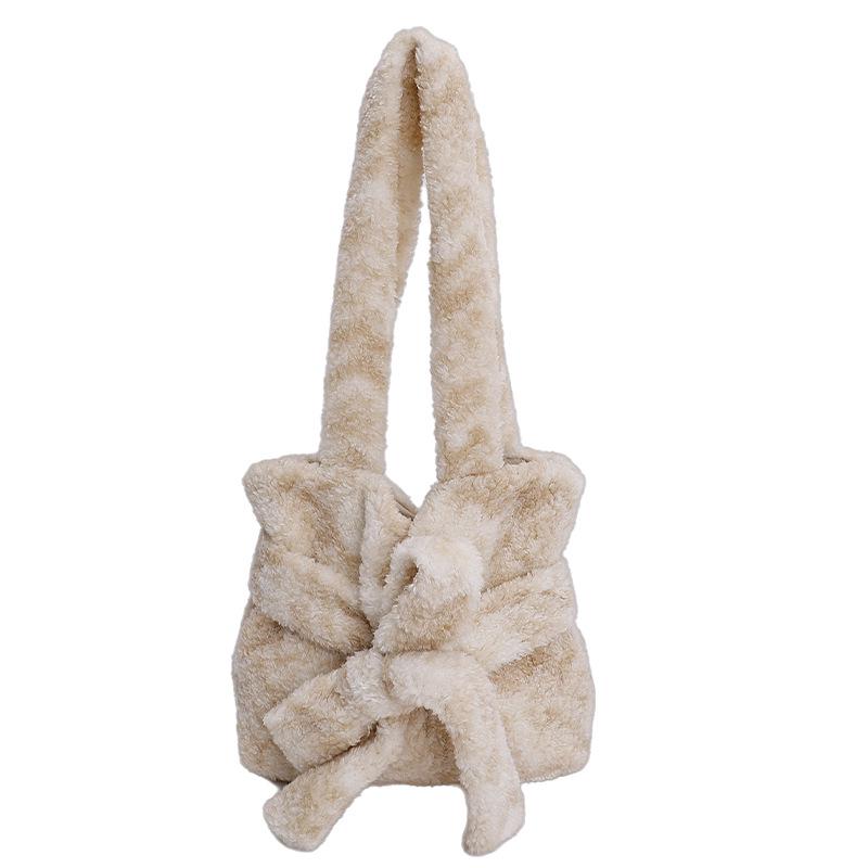 2025 Autumn/Winter Plush Bow Shoulder Bag - Sweet, Versatile, Multi-color Handbag