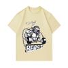 Men's 100% Cotton Crew Neck Short Sleeve T-Shirt, Unleash The Beast Muscular Lion Weightlifting Print Casual Fitness Workout Top
